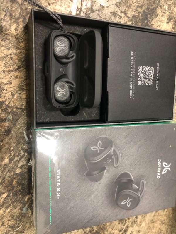 Photo 2 of Jaybird Vista 2 SE True Wireless Bluetooth Headphones with Charging Case - Premium Sound, ANC, Sport Fit, 24 Hour Battery, Waterproof Earbuds with Military-Grade Durability - Black, Includes Pouch