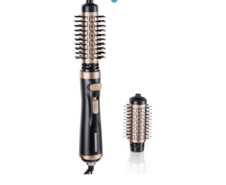 Photo 1 of Beautimeter Auto Rotating Hair Dryer Brush, Hot Air Spin Brush Set with 2-Inch and 1.5-Inch Brushes, 3-in-1 Hot Air Curling Combo (Black & Gold)