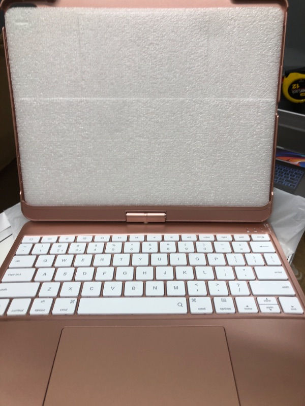 Photo 2 of ipad not included***typecase Touch Keyboard Case for iPad Pro 12.9 (6th Generation, 2022) - Trackpad, 360° Rotatable, Backlit Keyboard with Pen Holder for iPad Pro 12.9 5th (2021) & 4th (2020) & 3rd Gen - Rose Gold