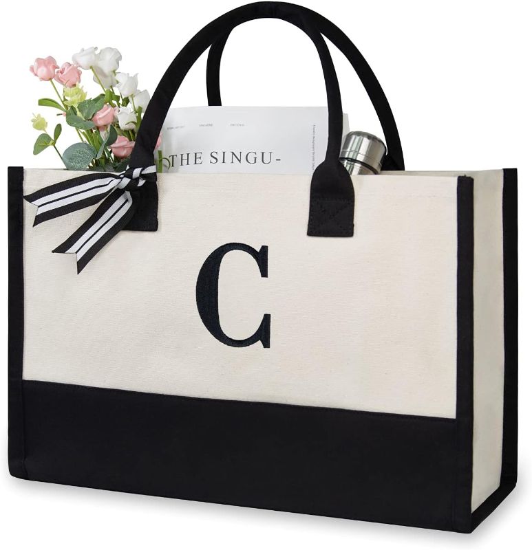 Photo 1 of LINEN MONOGRAM C HANDBAG CREAM BLACK 