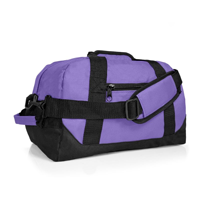 Photo 1 of DALIX 14" Small Duffel Bag Gym Duffle Two Tone in Purple with Shoulder Strap
