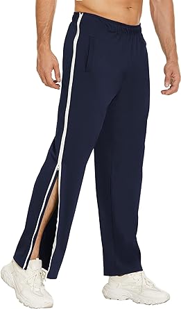 Photo 1 of Deyeek Mens Tear Away Basketball Pants 2 Side Zippers Snap Off Full Open Down Sweatpants Leg Post Surgery Pant with Pockets
