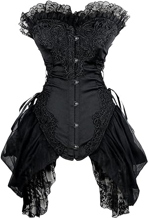 Photo 1 of Charmian Women's Sexy Strapless Floral Embroidery Gothic Corset with Lace Skirt Small
