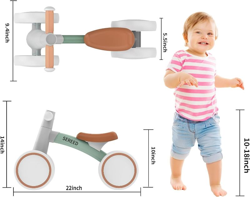 Photo 1 of (NON-REFUNDABLE) PINK SEREED Baby Balance Bike for 1 Year Old Boys Girls 12-24 Month Toddler Balance Bike, 4 Wheels Toddler First Bike, First Birthday Gifts
