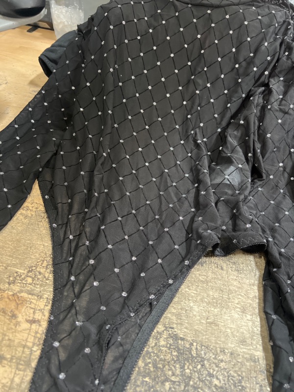 Photo 1 of Sheer black bedazzled long sleeve bodysuit XXL