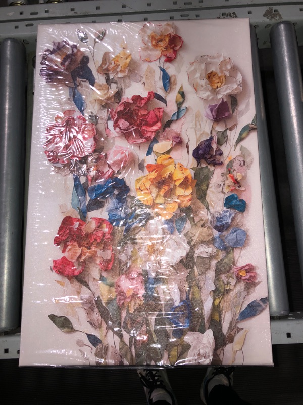 Photo 2 of (READ FULL POST) Framed Colorful Floral Canvas Wall Art Flowers Rose Wildflowers painting Wall Decor Artwork Modern Botanical Picture paint Poster Prints Ready to Hang (Floral, 12x16 Inch Framed) - NOT 3D 
