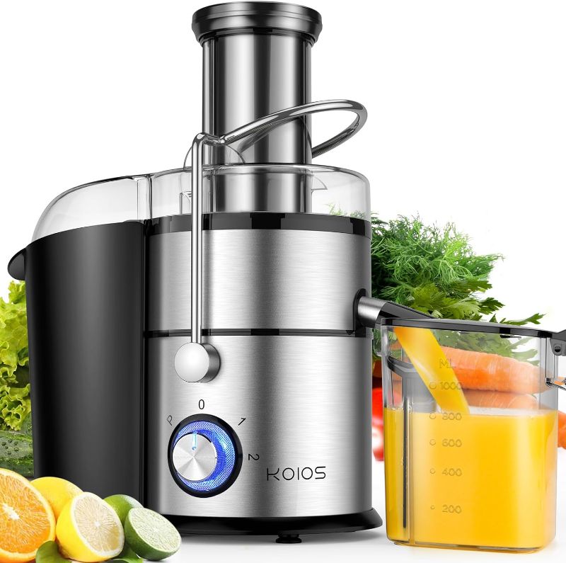 Photo 1 of 1300W KOIOS Centrifugal Juicer Machines, Juice Extractor with Extra Large 3inch Feed Chute, Full Copper Motor, Titanium-Plated Filter, High Juice Yield, 3 Speeds Mode,Easy to Clean with Brush,BPA-Free
