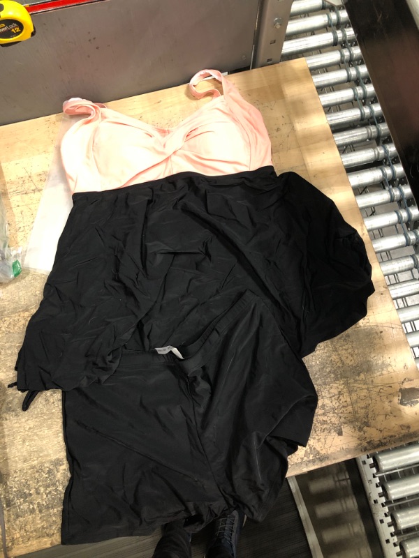 Photo 1 of 16W pink and black swim dress with black shorts 16w