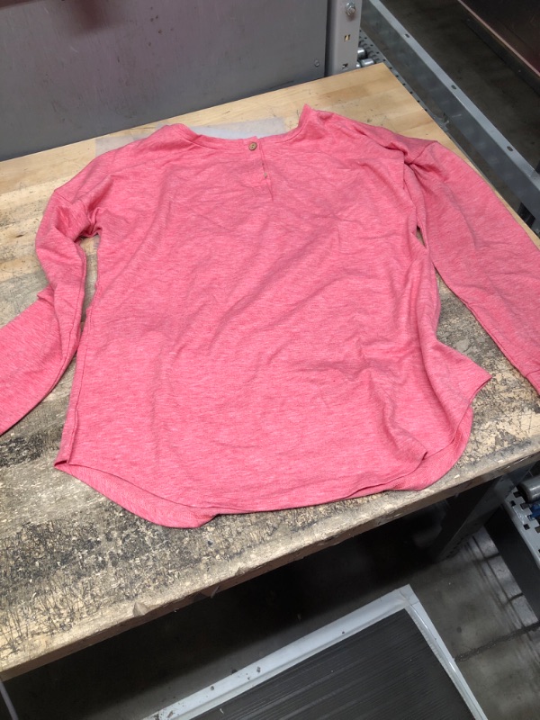 Photo 1 of large pink long sleeve with brown buttons 