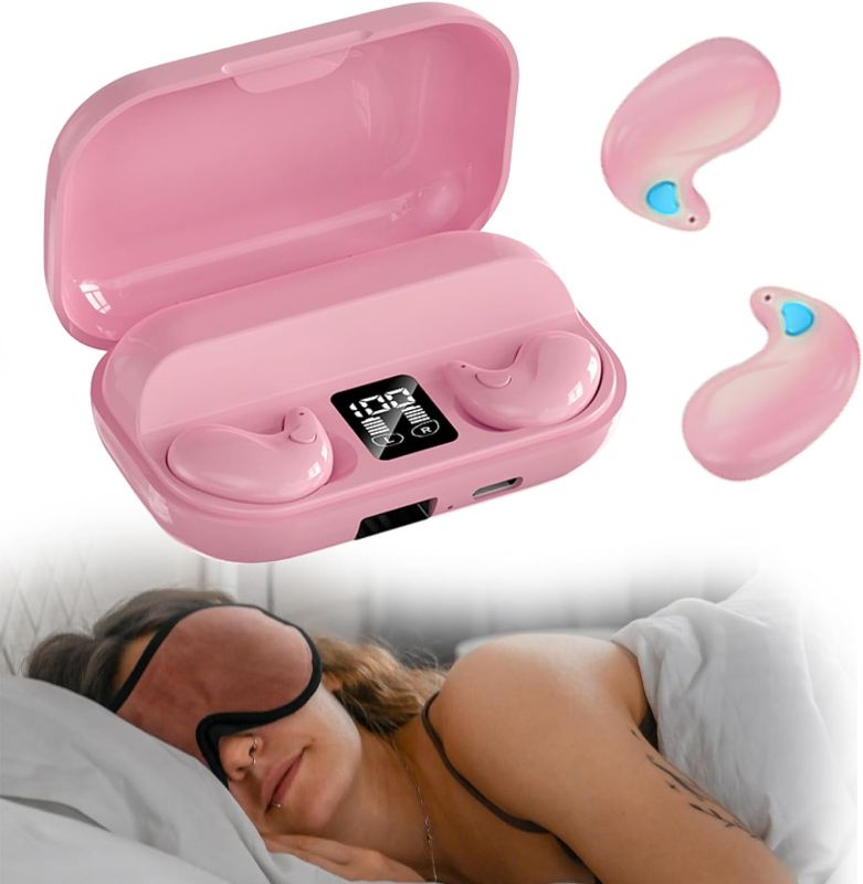 Photo 1 of Invisible Sleep Wireless Earphone IPX5 Waterproof Pink Wireless Thin Invisible Sleep Earbuds for Side Sleepers Sleep Ear Buds Smallest Tiny Small Mini Discreet Earbud for Sleeping Invisible Headphones
