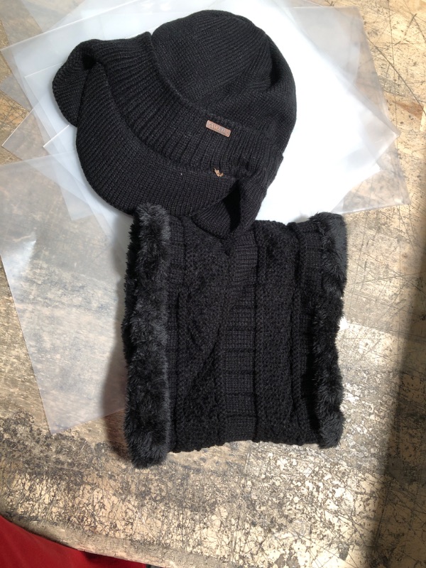 Photo 1 of black winter hat and neck cover 