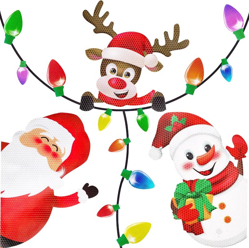 Photo 1 of 90shine 44PCS Christmas Car Refrigerator Decorations Reflective Bulb Light Santa Reindeer Tree Snowman Magnet Accessories Set Xmas Holiday Cute Decor