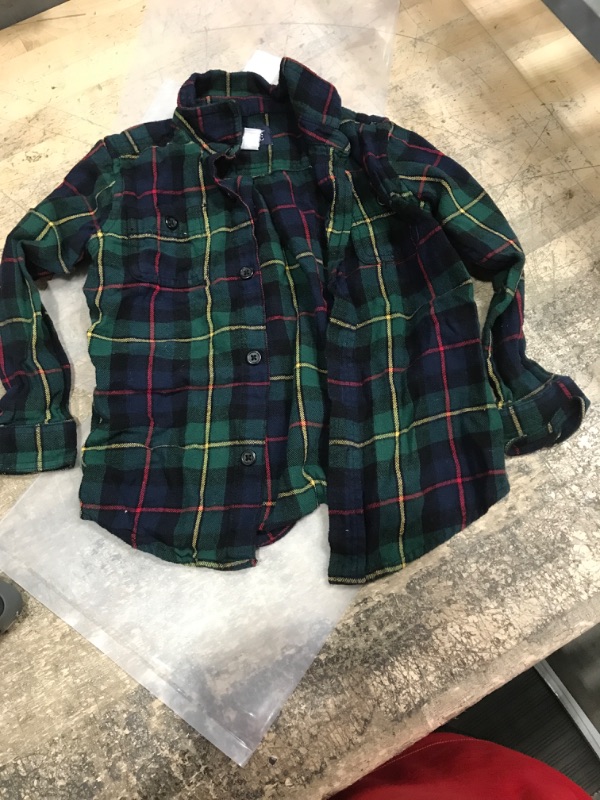 Photo 1 of 4T green flannel little boys 