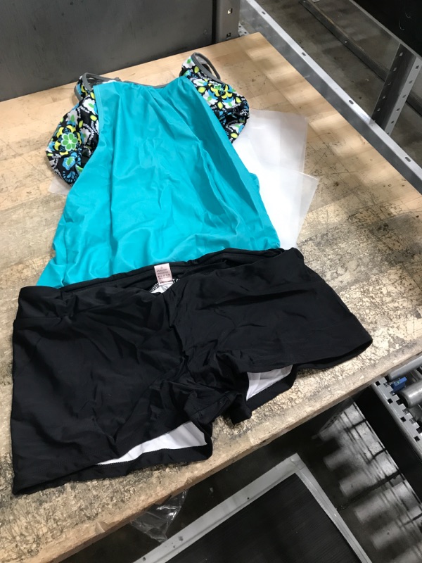 Photo 1 of 2XL  teal and black shorts womens swimsuit 