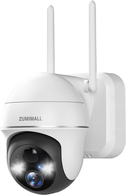 Photo 1 of ZUMIMALL Security Cameras Wireless Outdoor WiFi with 360° PTZ, 2K Battery Powered Cameras for Home Surveillance, Spotlight & Siren/PIR Detection/3MP Color Night Vision/2-Way Talk/IP66/Cloud/SD