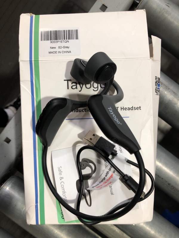 Photo 2 of (READ FULL POST) Tayogo Bone Conduction Headphones, Wireless Bluetooth Bone Conducting Earbuds, Open Ear Headset with Mic, for Running, Cycling, Yoga-Grey Grey?new)