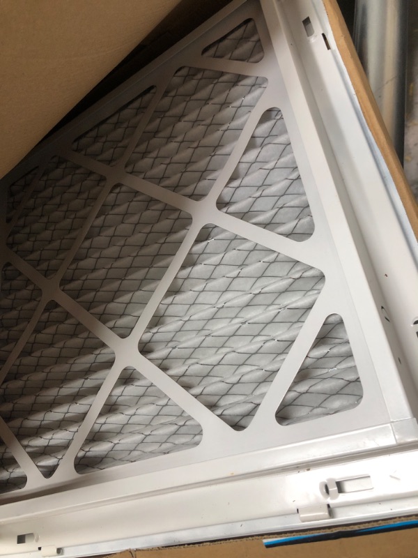 Photo 2 of 16" X 16" Return Air Filter Grille - Filter Included - Easy Plastic Tabs for Removable Face/Door - HVAC Vent Duct Cover - White [Outer Dimensions: 17.75w X 17.75h] 16 X 16