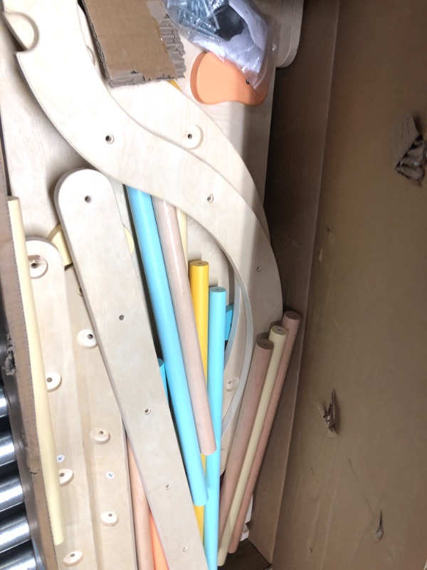 Photo 1 of Giant bean Pastel 5 in 1 Pikler Triangle Set with Sliding Ramp & Climbing Arch Ramp, Foldable Wooden Toddler Climbing Toys Indoor, Playground Jungle Gym for Kids Age 1-3, Montessori Climbing Set