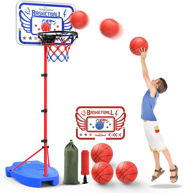 Photo 1 of 
Eaglestone Kids Basketball Hoop, Adjustable Toddler Basketball Hoop Toy for Kids Indoor Outdoor Mini Portable Basketball Goals, Sport Game Gifts for Age 3 4...