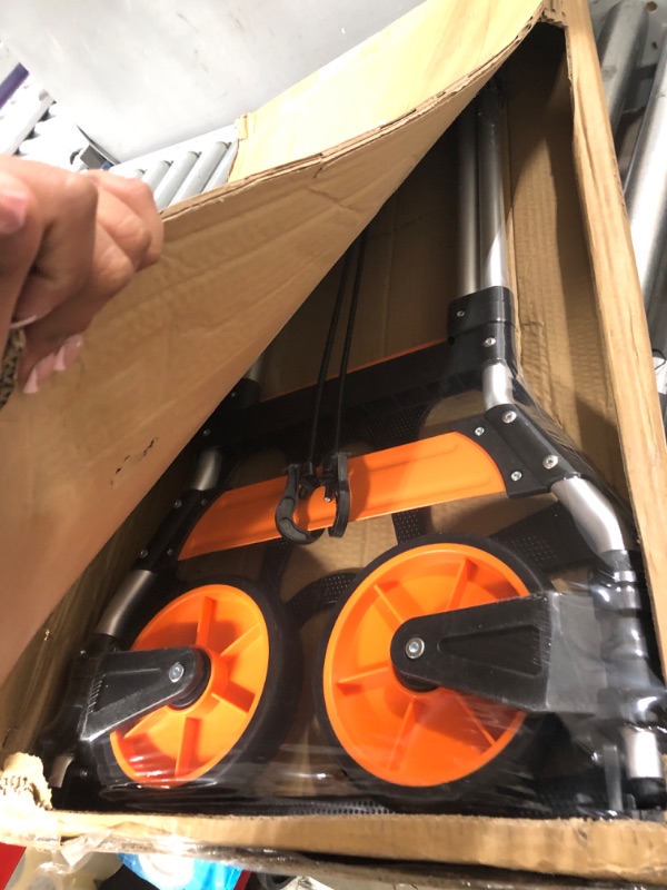 Photo 1 of Dolly Cart and Folding Hand Truck Dolly by Teprovo,309 lb Capacity Aluminum Heavy Duty Hand cart with Swivel Handle and 7 inch Rubber Silent Large Wheels, Portable Foldable Cart for Moving Warehouse