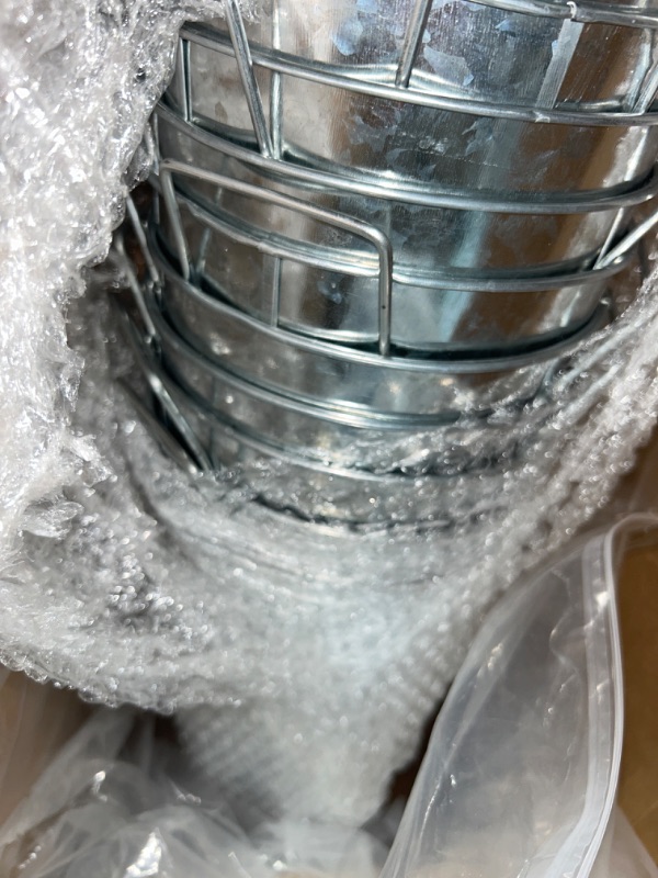 Photo 1 of 12 Pcs 12 in Galvanized Metal Vase with Handle Vintage Galvanized Flower Bucket Metal Bucket Decor Flower Bucket Home Farmhouse Vase Table Centerpiece Decoration for Floral Arrangement (Silver)
