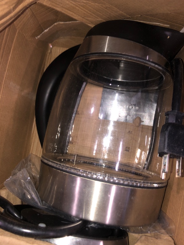Photo 1 of Chefman Glass Electric Kettle for Boiling Water, 1.8L 1500W, with Tea Infuser, Keep Warm Function, Auto Shut Off, Boil-Dry Protection, BPA Free, Hot Water Boiler, Electric Tea Kettle - Stainless Steel