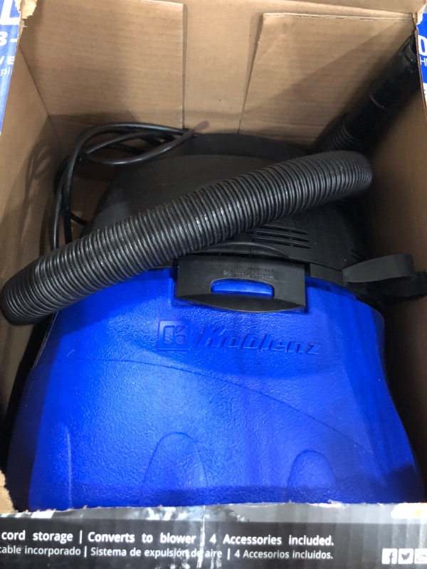 Koblenz WD353L Portable WetDry Vacuum, 3 Gallon 2.0 HP,Blue, Black