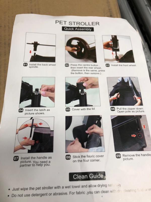 Photo 3 of ***USED - MISSING PARTS - SEE COMMENTS***
uyoyous Big Dog Stroller Grey Ventilated Foldable Pet Cart 25.2×31.4" with 4 Rubber Wheels and Adjustable Handle Zipper Entry, Mesh Skylight Cat Dog Stroller for a Variety of Roads Easy Fold gray