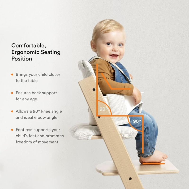 Photo 3 of (NON-REFUNDABLE) Tripp Trapp High Chair and Cushion with Stokke Tray - Natural Oak with Nordic Blue - Adjustable, Convertible, All-in-One High Chair for Babies & Toddlers High Chair, Cushion & Stokke Tray Natural Oak with Nordic Blue