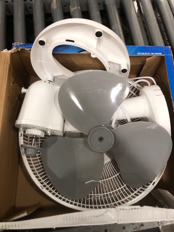 Photo 2 of 16 in. White Oscillating Table Fan with Adjustable Tilt