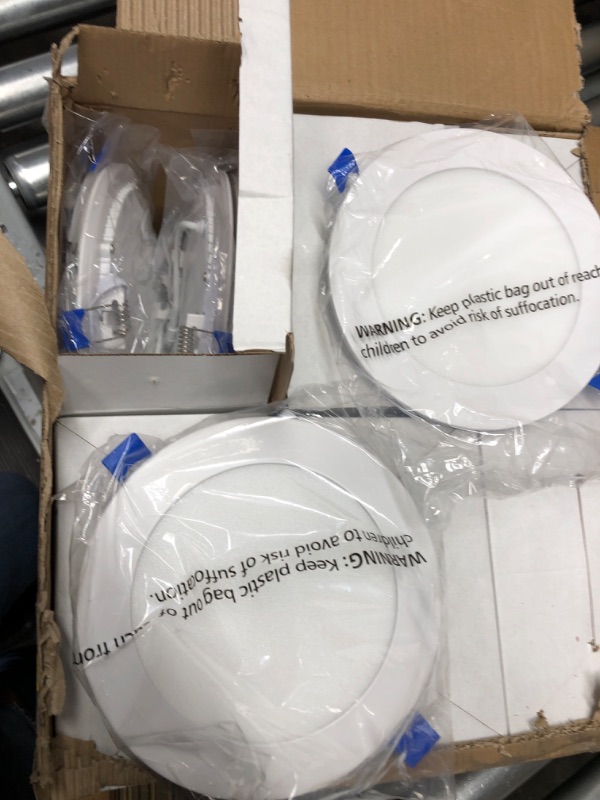 Photo 2 of 6 Pack 6 Inch 5CCT Ultra-Thin LED Recessed Lighting with Junction Box, Dimmable Canless Wafer Downlight with 2700K/3000K/3500K/4000K/5000K Selectable, 12W Eqv 110W, 1050LM Brightness,ETL & Energy Star 2700k/3000k/3500k/4000k/5000k 6 Pack