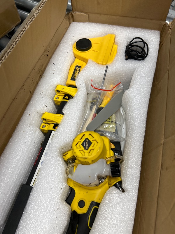 Photo 2 of ?2-in-1?Cordless Pole Saw & Mini Chainsaw, IMOUMLIVE Brushless Chainsaw, 6.9 LB Lightweight, 21V 3.0Ah Li-ion Battery, 6" Cutting with Oiling Syst
