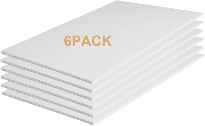 Photo 1 of 6Pack Poster Blank Board 24×36’’ Corrugated Plastic Board 3/16 Inches Thick for School Projects,Craft,Art & Display,White