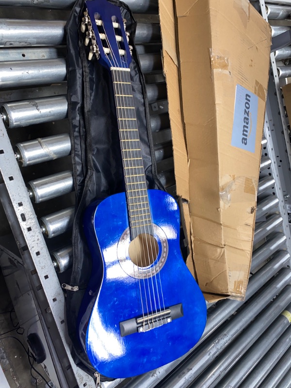 Photo 2 of 30" Wood Guitar with Case and Accessories for Kids/Girls/Boys/Beginners (Blue) Right Handed Blue