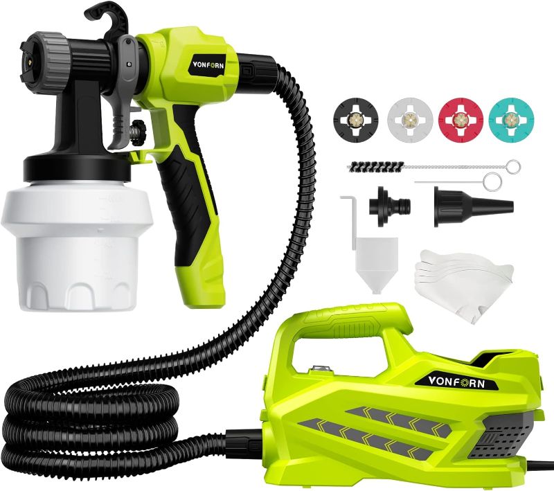 Photo 1 of Paint Sprayer, 800W HVLP Electric Spray Paint Gun with 6.5FT Airhose, 4 Nozzles & 3 Patterns, Spray Gun for Cabinets, Fence, Garden Chairs, Furniture, Walls etc. VF820
200+ bought in past month