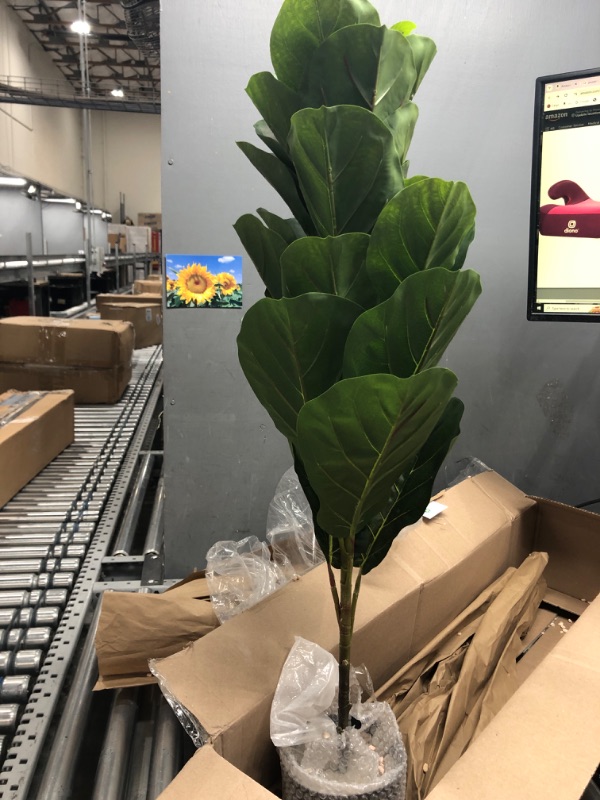 Photo 2 of BESAMENATURE 40 Inch Artificial Fiddle Leaf Fig Tree / Faux Ficus Lyrata for Home Office Decoration 40"