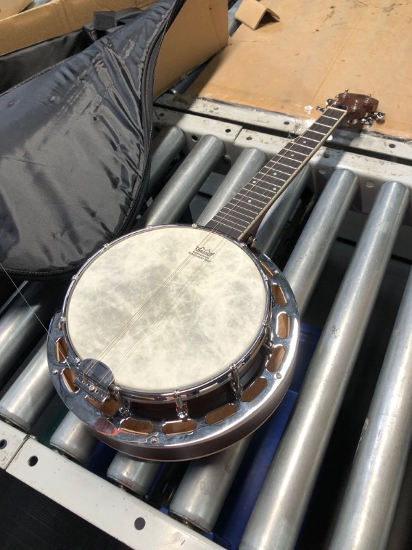 Photo 5 of ***DAMAGED - PART THAT HOLDS STRINGS IS BROKEN - SEE PICTURES***
Vangoa Banjo 5 String Full Size Beginner Banjo Kit Remo Head Mahogany Resonator Banjo Closed Back with Premium Bag for Adults Teens Starters