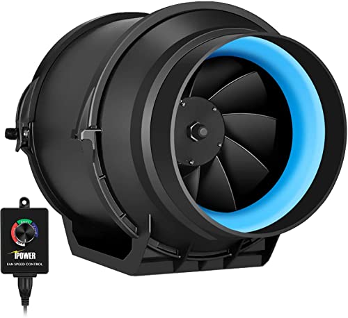 Photo 1 of IPower 6 Inch 294 CFM Inline Duct Fan with Variable Speed Controller HVAC Quiet Exhaust Blower, for Grow Tent Ventilation, 6" Fan & Speed, Black
