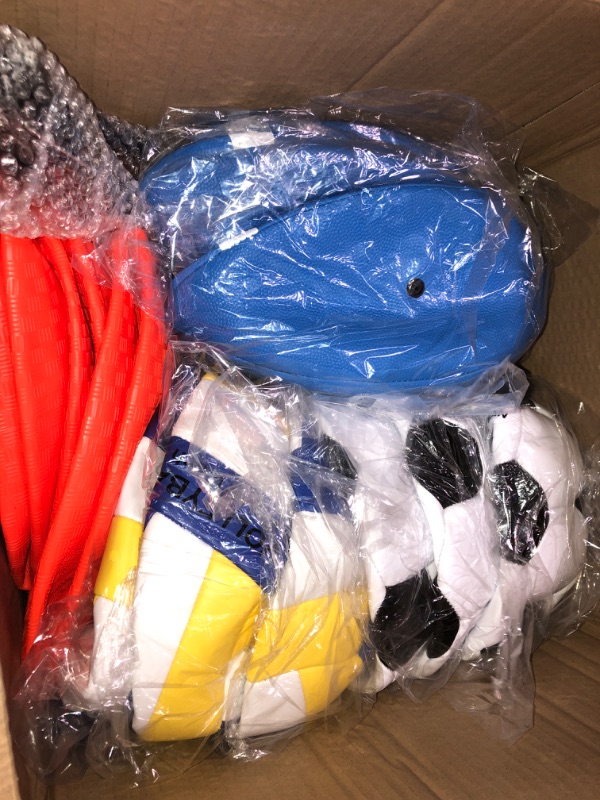 Photo 1 of 18 Pcs Bulk Sport Balls Set Basketball Football Volleyball Soccer Playground Ball Baseball Outdoor Sport Equipment Full Size with Sports Ball Bag Pump for Kids Youth Adults Sport Gift