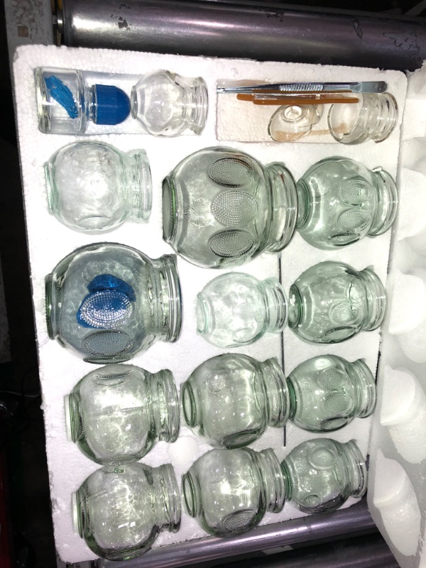 Photo 2 of Cupping Therapy Sets,14 Cups Thick Chinese Acupoint Glass Cupping Therapy Set for Professionals,for Massage Back and Relieve Fatigue