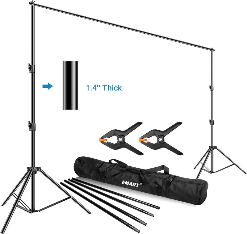 Photo 1 of Emart Backdrop Stand - Gold - 10x7Ft Adjustable Backdrop Stand for Paties, Photography Photo Back Drop Stand, Background Support Stand 10x7ft Gold