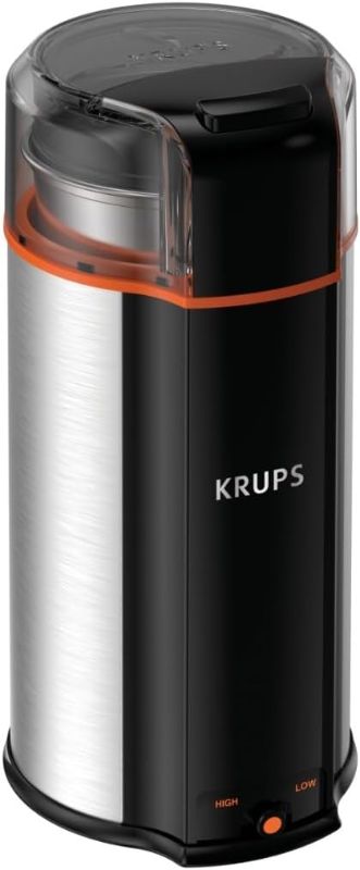 Photo 1 of (used)(see all images)Krups, Coffee Grinder, Ultimate Silent Vortex Plastic and Stainless Steel Grinder with Removable Bowl