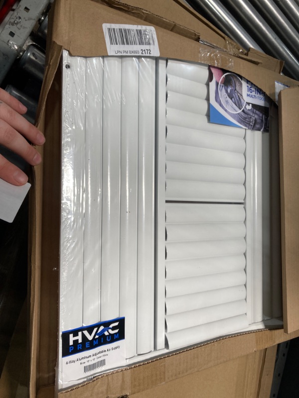 Photo 2 of 16"w X 16"h 4-Way Aluminum Curved Blade Adjustable Air Supply HVAC Diffuser - Full Control Vertical/Horizontal Airflow Direction - Vent Duct Cover [Outer Dimensions: 17.65"w X 17.65"h] 16 x 16