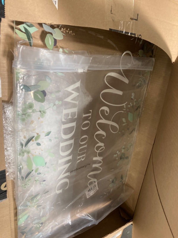 Photo 1 of Sign only • Welcome to Our Wedding Sign 24 x 18 Inch Welcome Wedding Sign for Wedding Reception Acrylic Greenery Eucalyptus Welcome Sign Large Wedding Party Signs for Ceremony Lawn Outdoor Indoor