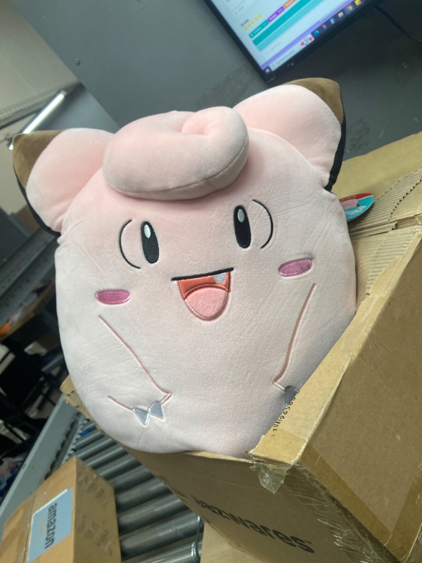 Photo 2 of Squishmallows Pokemon 14-Inch Clefairy Plush - Add Clefairy to Your Squad, Ultrasoft Stuffed Animal Medium Plush, Official Kelly Toy Plush