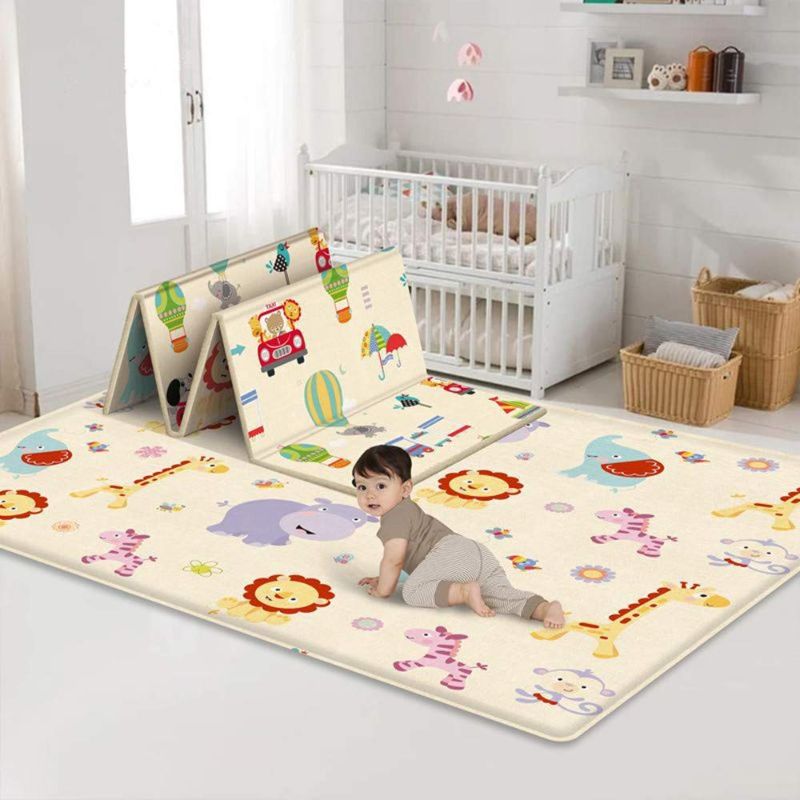 Photo 1 of Baby Folding Mat,Large Tummy Time Folding Baby Crawling Mat Outdoor or Indoor Use, Waterproof Portable Double Sides Crawling Mats Cute Cartoon,Non Toxic for Kids Toddler Rug (70 x 59 x 0.2 inches)
