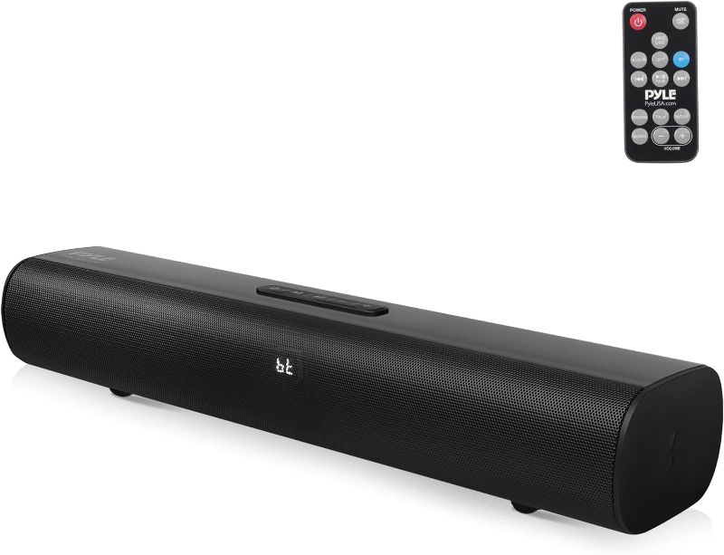 Photo 1 of Pyle 2-Channel Tabletop Soundbar Digital Speaker System - Digital Amplifier with DSP Streaming Tabletop Stand Mount TV Digital System with AUX/Optical In/USB In/HDMI (ARC), LED Display
