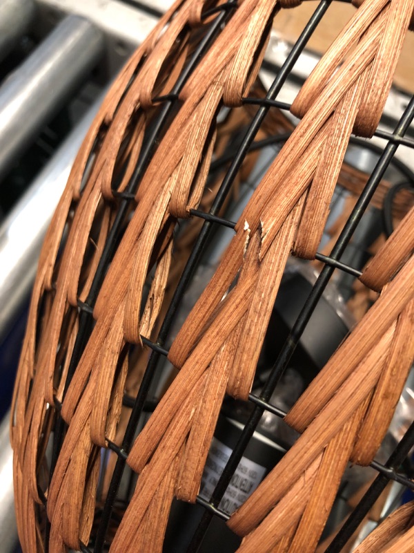 Photo 6 of ***DAMAGED - SEE PICTURES - NO BULB - UNABLE TO TEST***
Globe Electric 60750 1-Light Pendant Light, Brown Woven Rattan Shade, Black Hanging Cord, E26 Base Socket, Kitchen Island, Pendant Light Fixture, Adjustable Height, Home Décor Lighting, Pendant Lamp 