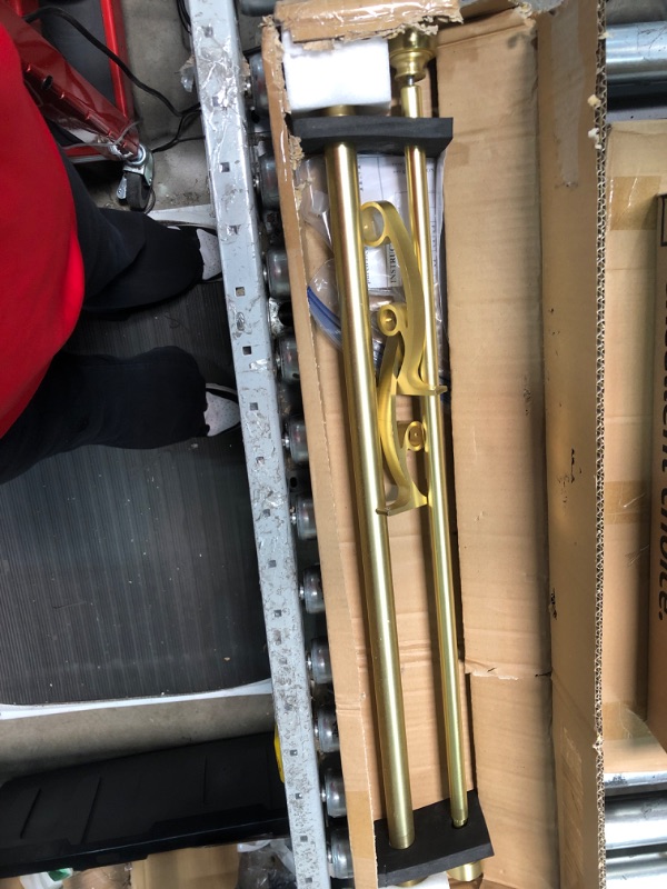 Photo 1 of Brass Double Curtain Rods for Window 28-48 Inch, Adjustable Double Rod Curtain Rods, Decorative Double Window Rod with Modern End Cap, 1-Inch Front and 5/8 Inch Back Heavy Duty Double Drapery Rods Brass 28-48"