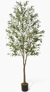 Photo 1 of 7 Feet (84'') Olive Tree Fluffy Artificial Plants Indoor for Home Corner, Faux Olive Tree for Modern Home Office Living Room Floor Decor Indoor 7ft-Fluffy